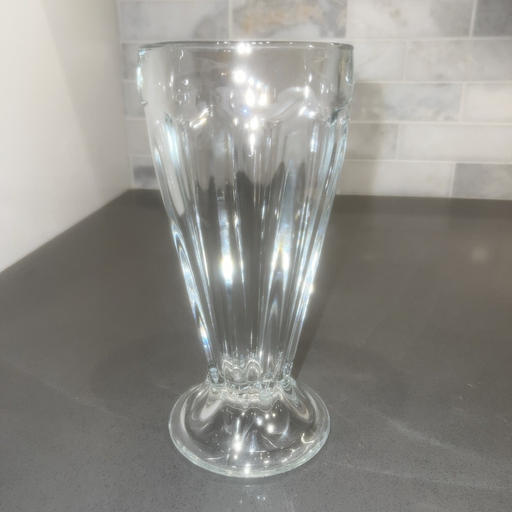 Single Clear Glass Soda Fountain Milkshake Ice Cream Sundae Parfait Glass 7"Tall